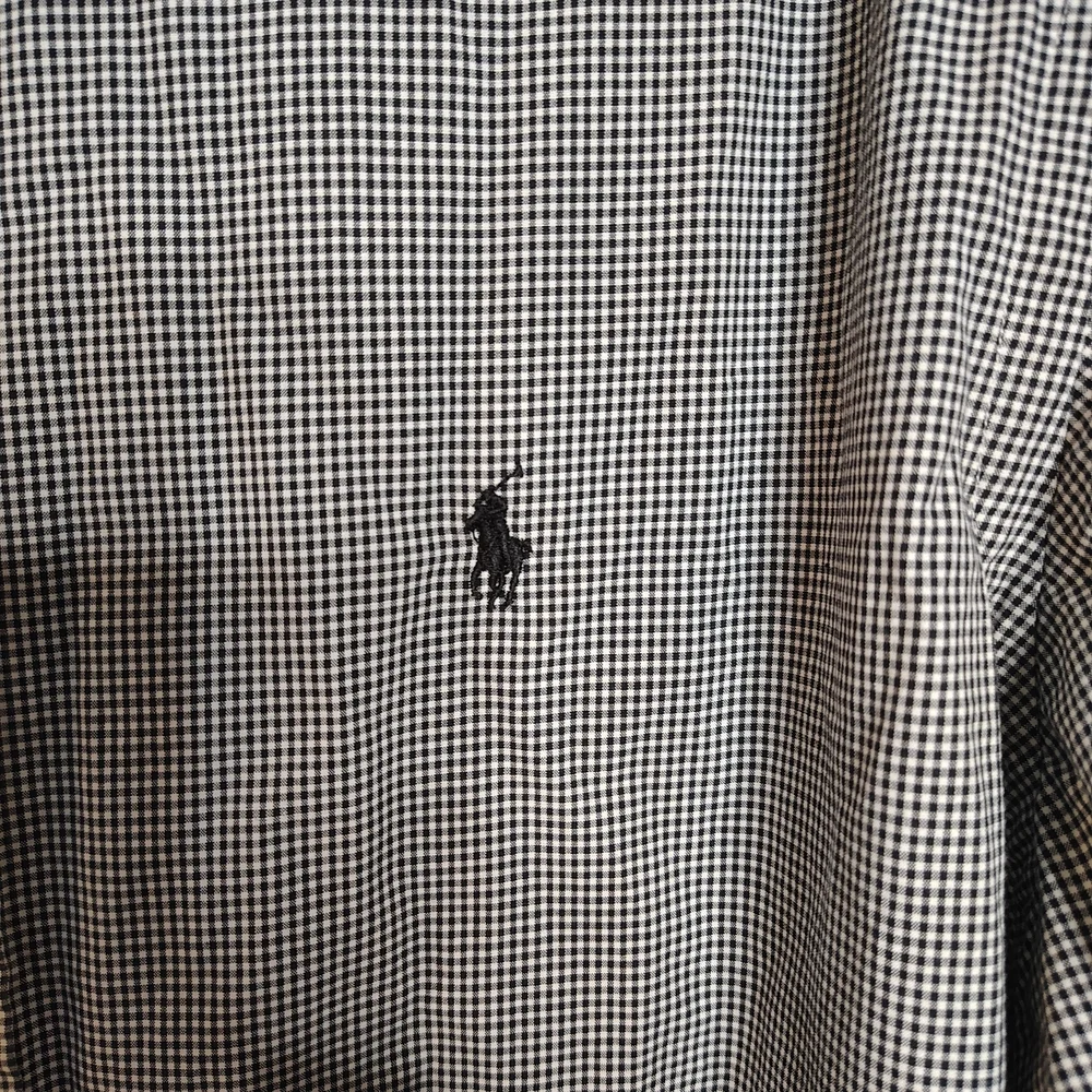 Ralph Lauren Black Plaid Gingham Classic Fit Button Down Mens Size 16.5 36/37